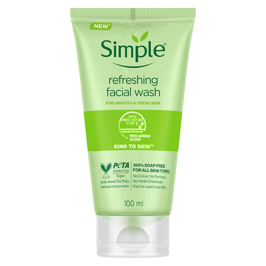 Simple Kind To Skin Refreshing Facial Wash 100 ml | 100% Soap-Free Facewash | For All Skin Types