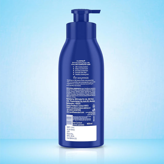 NIVEA Nourishing Body Milk 400ml Body Lotion | 48 H Moisturization | With 2X Almond Oil | Smooth and Healthy Looking Skin |For Very Dry Skin